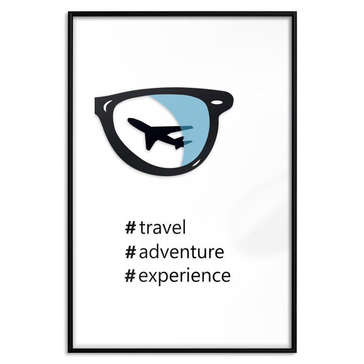 Wall Poster New Experiences - airplane in a spectacle lens with black inscriptions 122364 additionalImage 15