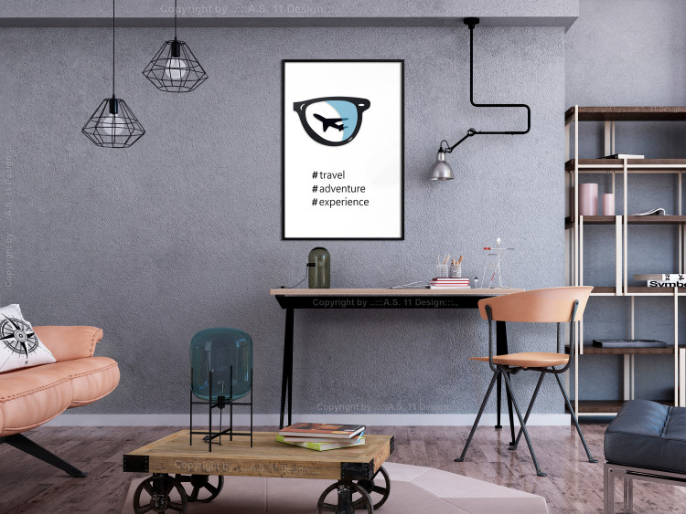 Wall Poster New Experiences - airplane in a spectacle lens with black inscriptions 122364 additionalImage 4