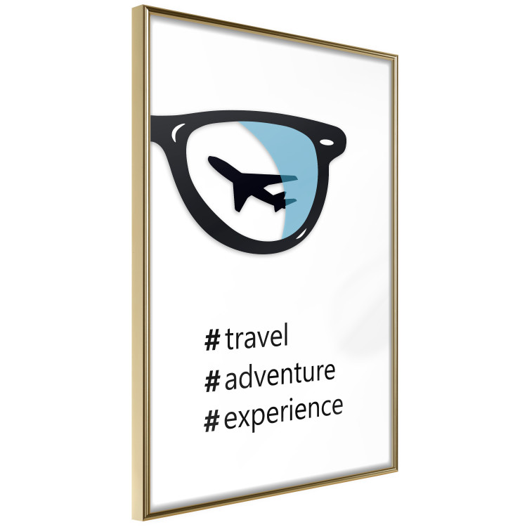 Wall Poster New Experiences - airplane in a spectacle lens with black inscriptions 122364 additionalImage 12