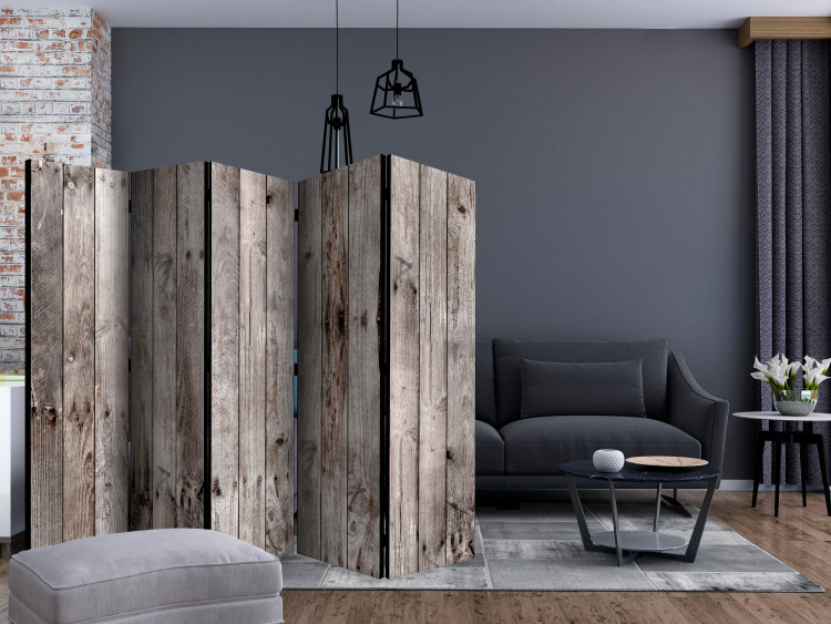 Room Divider Screen Century-old Wood II - small knots on the texture of gray wooden planks 122964 additionalImage 4