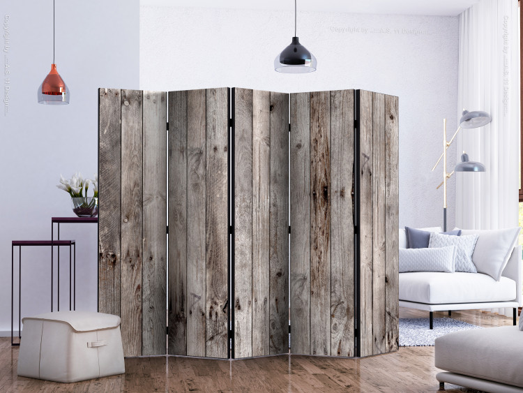 Room Divider Screen Century-old Wood II - small knots on the texture of gray wooden planks 122964 additionalImage 2