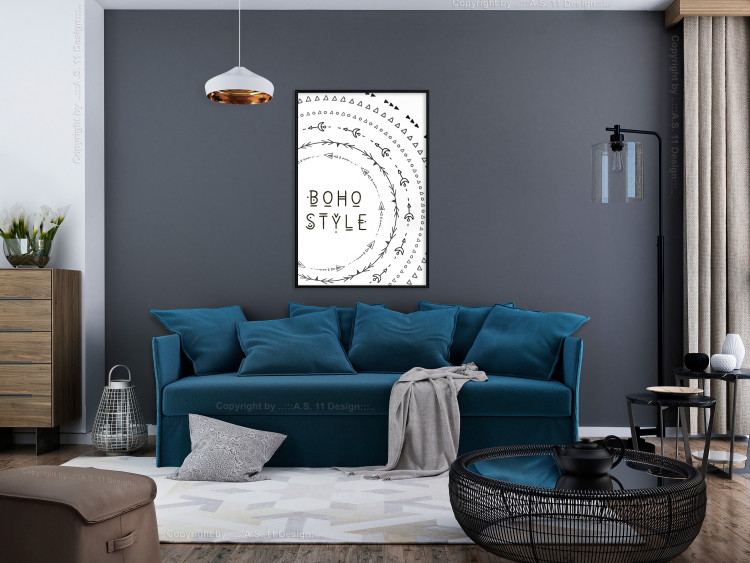 Wall Poster Boho Style - black English text with various patterns 123364 additionalImage 3