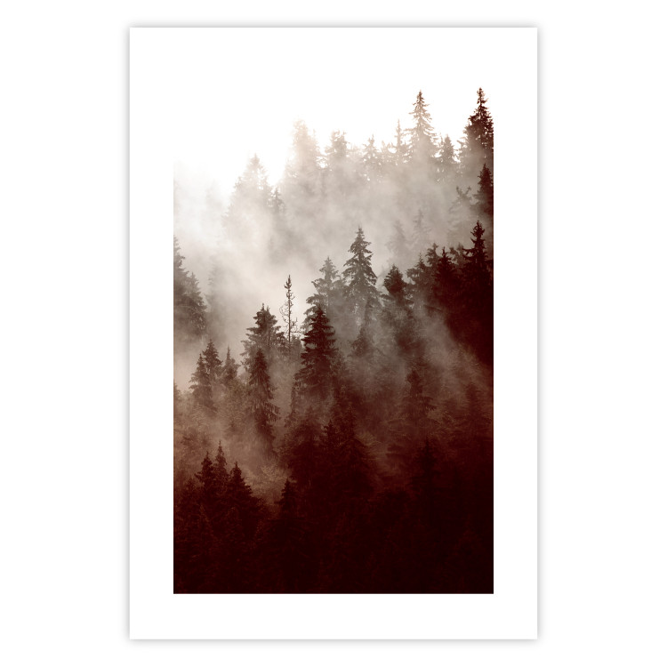 Poster Brown Forest - landscape of forest against trees in fog in sepia motif 123864 additionalImage 25