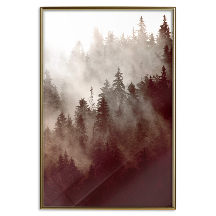 Poster Brown Forest - landscape of forest against trees in fog in sepia motif 123864 additionalImage 16