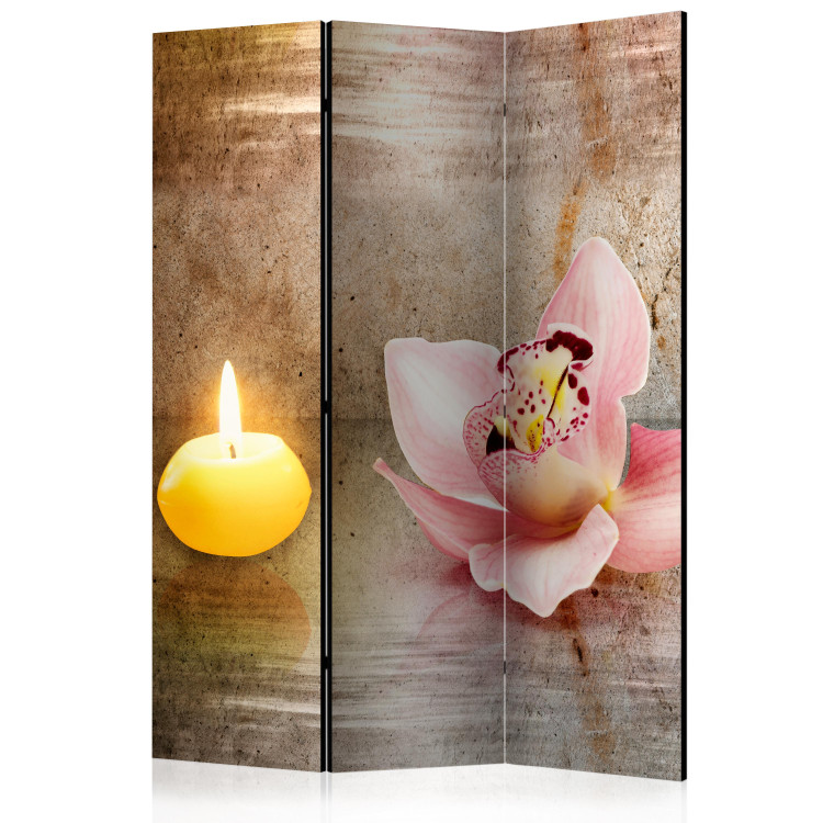 Room Separator Romantic Evening (3-piece) - pink orchid and yellow candle 124164