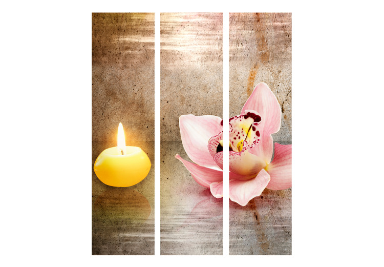 Room Separator Romantic Evening (3-piece) - pink orchid and yellow candle 124164 additionalImage 3