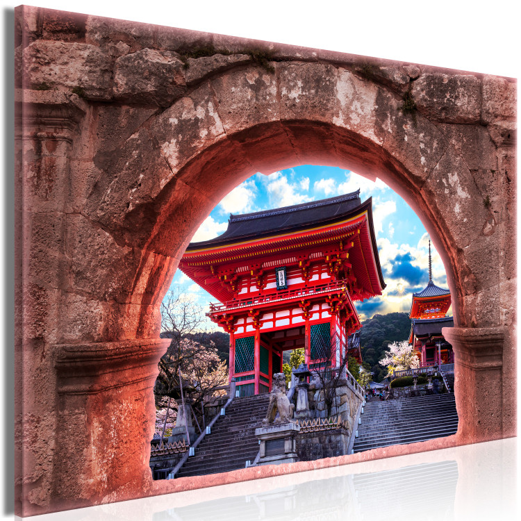 Canvas Print Pagoda view window - a composition with an arcade and Japanese temple 124364 additionalImage 2
