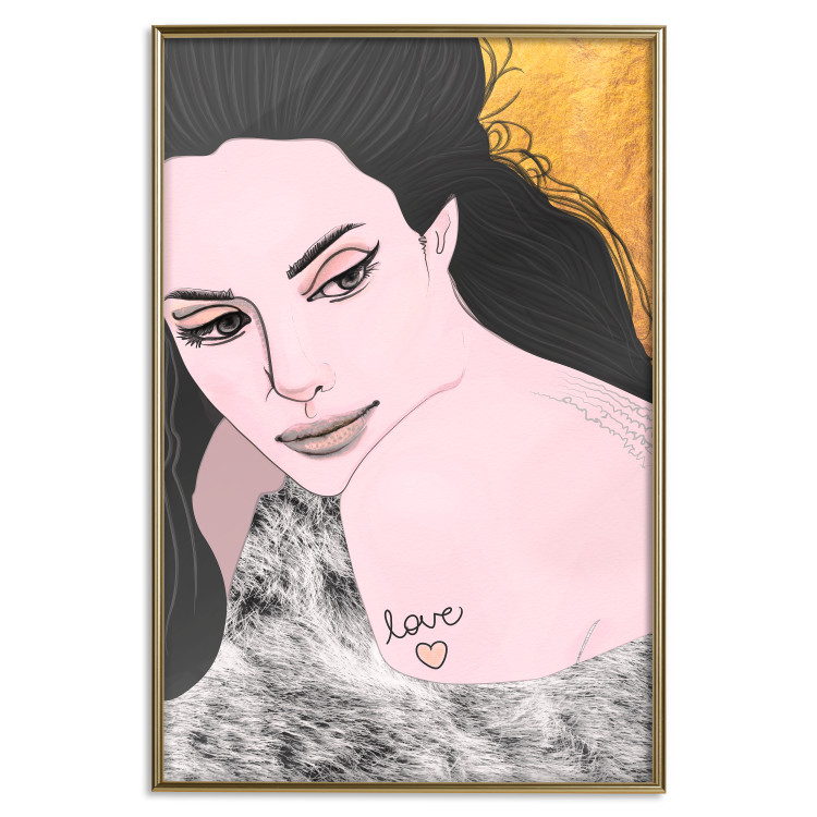 Poster Sensual and Lovingly - portrait of a woman with English tattoo 125264 additionalImage 16