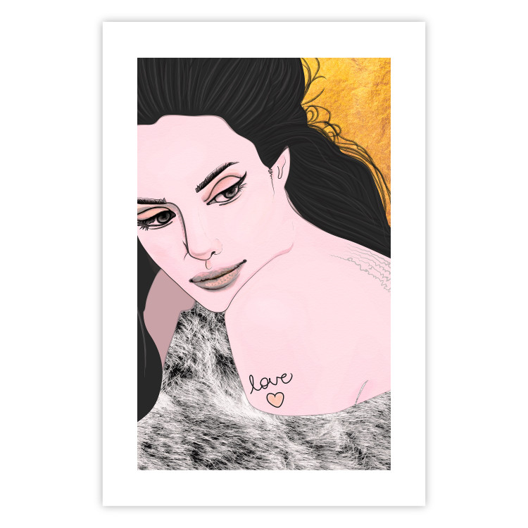 Poster Sensual and Lovingly - portrait of a woman with English tattoo 125264 additionalImage 19