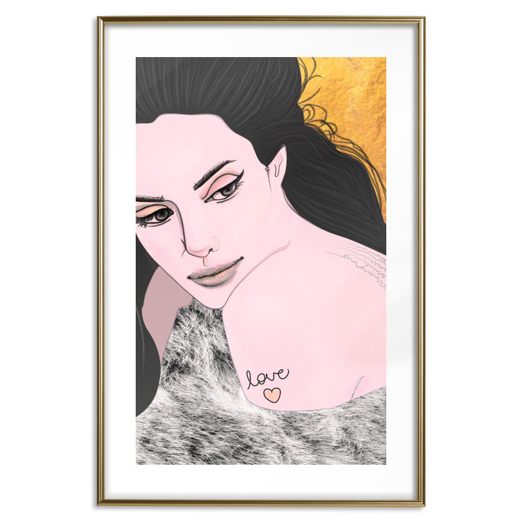 Poster Sensual and Lovingly - portrait of a woman with English tattoo 125264 additionalImage 14