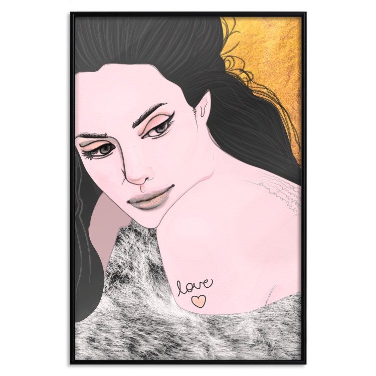 Poster Sensual and Lovingly - portrait of a woman with English tattoo 125264 additionalImage 18