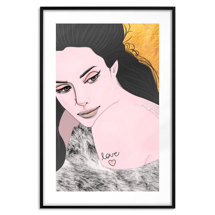 Poster Sensual and Lovingly - portrait of a woman with English tattoo 125264 additionalImage 15