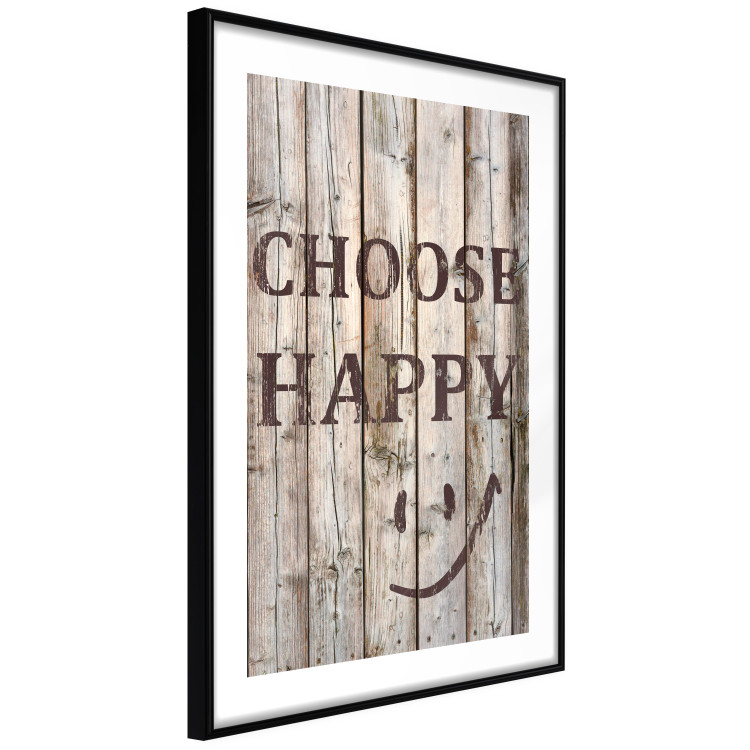Wall Poster Choose Happy - black English text on a background of wooden planks 125864 additionalImage 11
