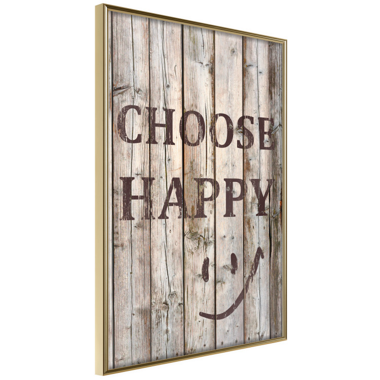 Wall Poster Choose Happy - black English text on a background of wooden planks 125864 additionalImage 14