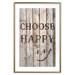 Wall Poster Choose Happy - black English text on a background of wooden planks 125864 additionalThumb 16