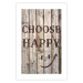 Wall Poster Choose Happy - black English text on a background of wooden planks 125864 additionalThumb 25