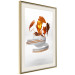Poster Copper Leaves - abstract vase with golden leaves on a white background 126064 additionalThumb 2