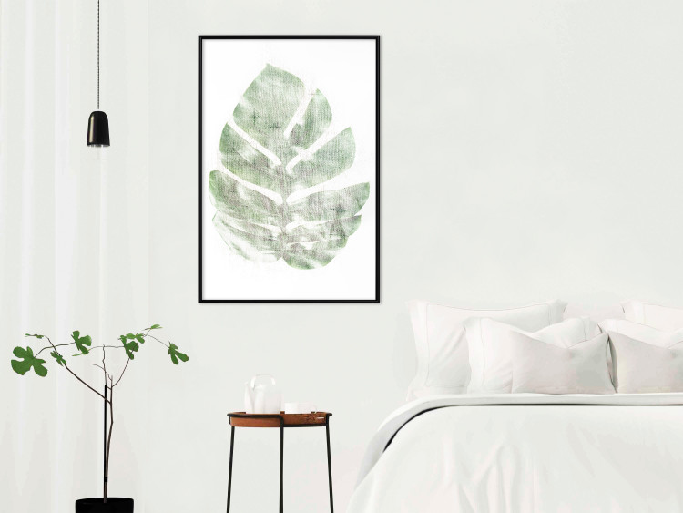Poster Green Sketch - monstera leaf on a gently blurred white texture 126864 additionalImage 4