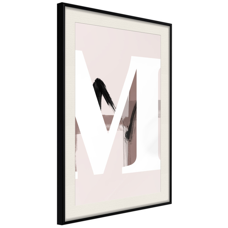 Wall Poster Letter M - white alphabet letter on light pink abstract background 127864 additionalImage 2