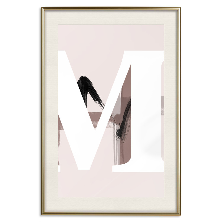 Wall Poster Letter M - white alphabet letter on light pink abstract background 127864 additionalImage 20