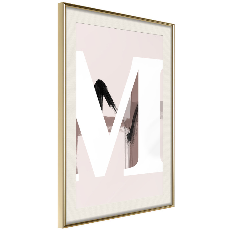 Wall Poster Letter M - white alphabet letter on light pink abstract background 127864 additionalImage 3