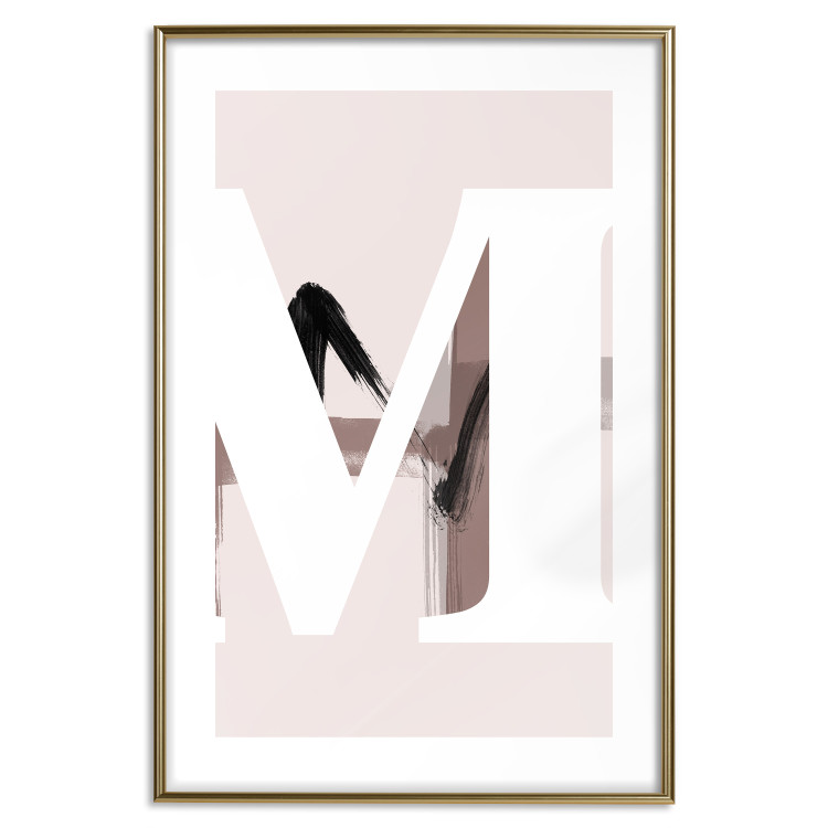Wall Poster Letter M - white alphabet letter on light pink abstract background 127864 additionalImage 16