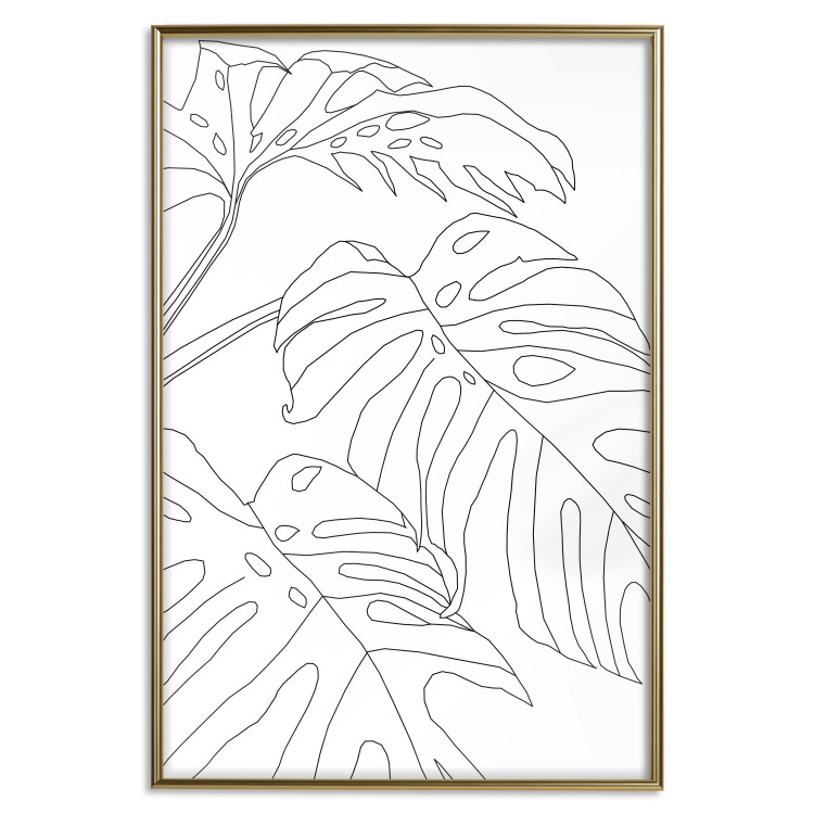 Wall Poster Monstera Composition - line art of tropical plant leaves on white background 128364 additionalImage 21