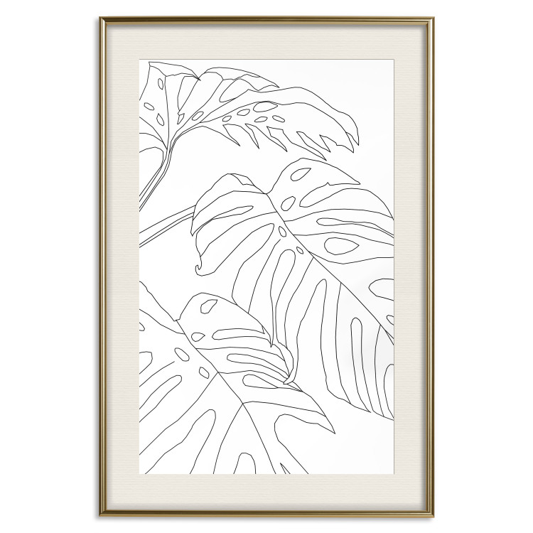 Wall Poster Monstera Composition - line art of tropical plant leaves on white background 128364 additionalImage 20