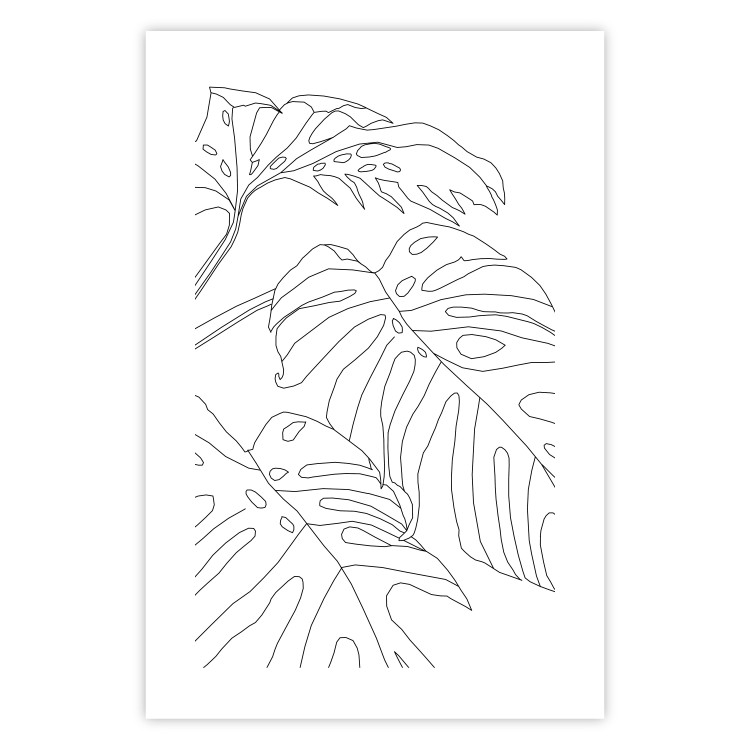 Wall Poster Monstera Composition - line art of tropical plant leaves on white background 128364 additionalImage 19