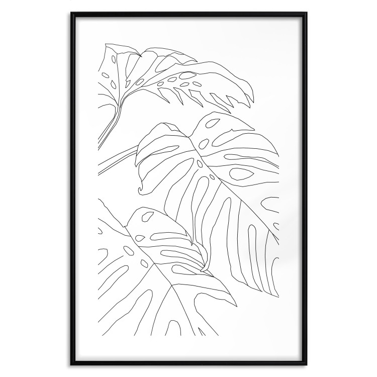 Wall Poster Monstera Composition - line art of tropical plant leaves on white background 128364 additionalImage 17