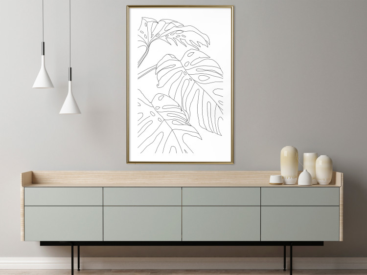 Wall Poster Monstera Composition - line art of tropical plant leaves on white background 128364 additionalImage 15