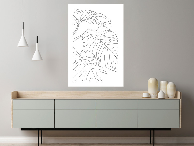 Wall Poster Monstera Composition - line art of tropical plant leaves on white background 128364 additionalImage 5