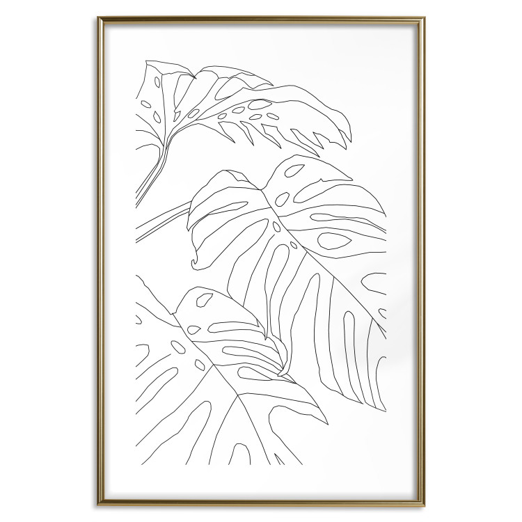 Wall Poster Monstera Composition - line art of tropical plant leaves on white background 128364 additionalImage 14
