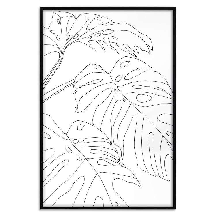 Wall Poster Monstera Composition - line art of tropical plant leaves on white background 128364 additionalImage 16