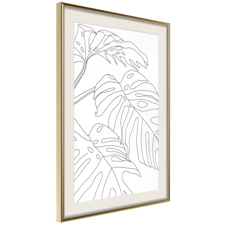 Wall Poster Monstera Composition - line art of tropical plant leaves on white background 128364 additionalImage 3