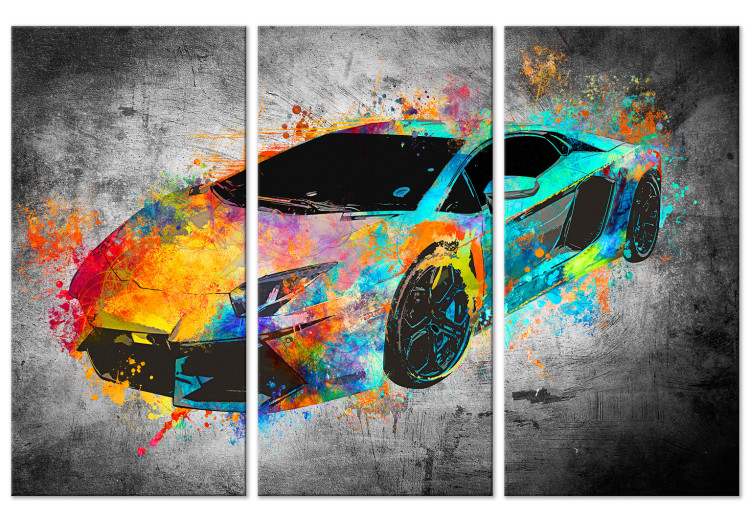Canvas Aerodynamics (3-piece) - abstract car on a black background 129864