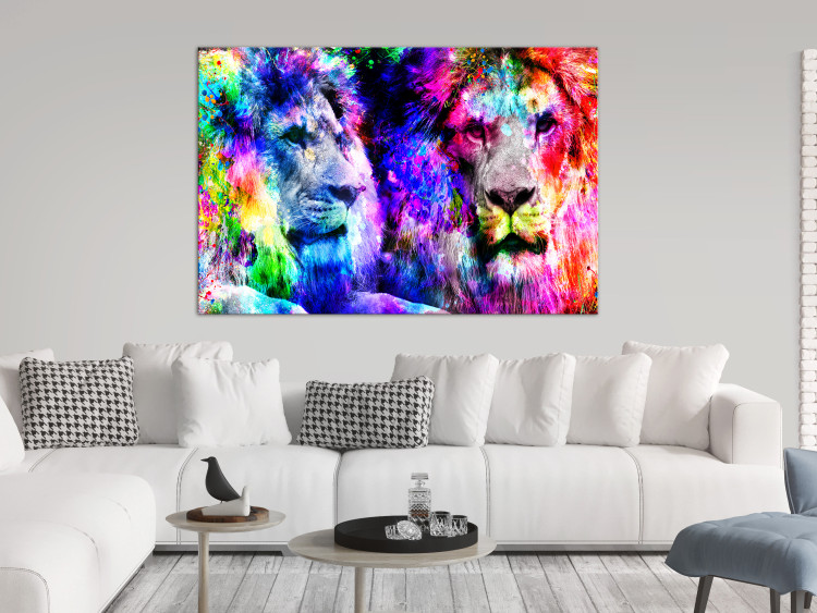 Canvas Print My Brother (1-piece) Wide - abstract and colorful animals 131964 additionalImage 3