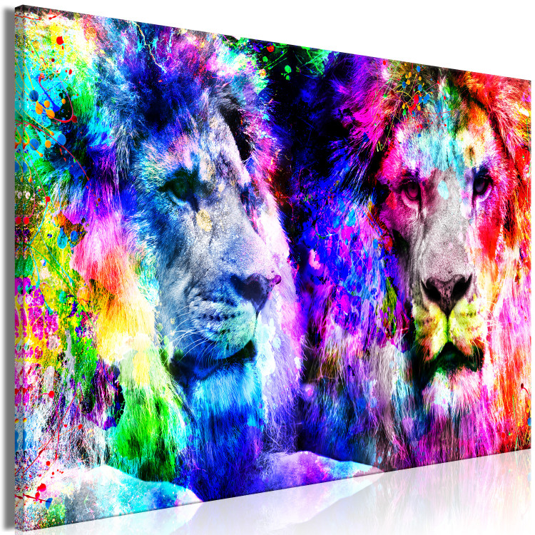 Canvas Print My Brother (1-piece) Wide - abstract and colorful animals 131964 additionalImage 2