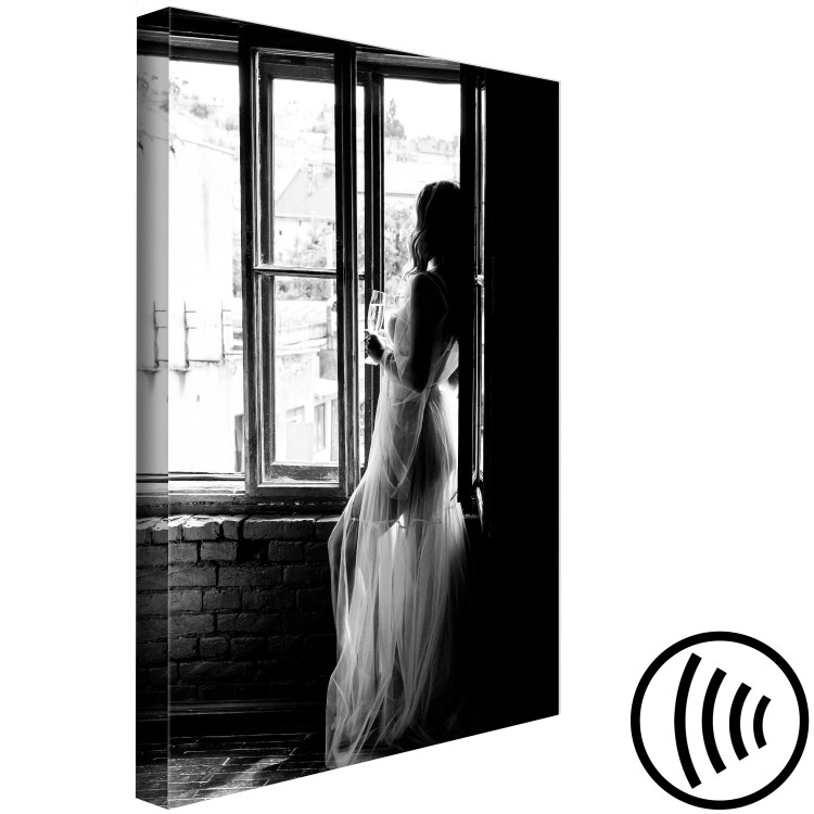 Canvas Print Woman with champagne - black and white photo with woman silhouette 132264 additionalImage 6