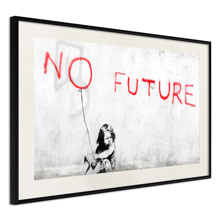 Poster No Future - black and white mural of a girl and red writings 132464 additionalImage 3