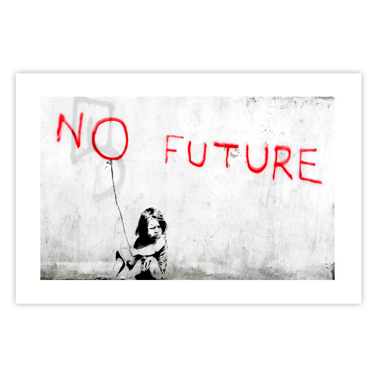 Poster No Future - black and white mural of a girl and red writings 132464 additionalImage 18