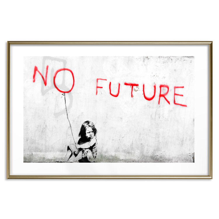 Poster No Future - black and white mural of a girl and red writings 132464 additionalImage 27