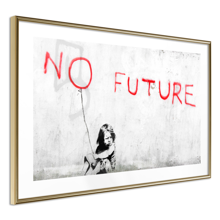 Poster No Future - black and white mural of a girl and red writings 132464 additionalImage 8