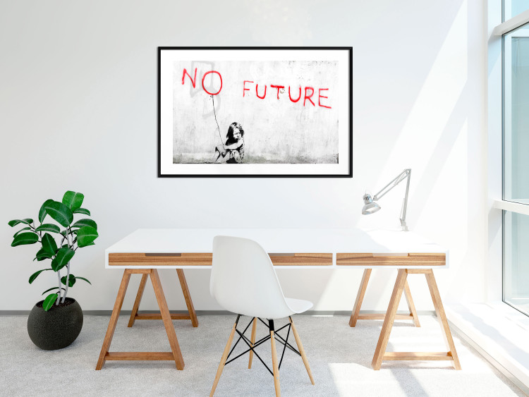 Poster No Future - black and white mural of a girl and red writings 132464 additionalImage 4