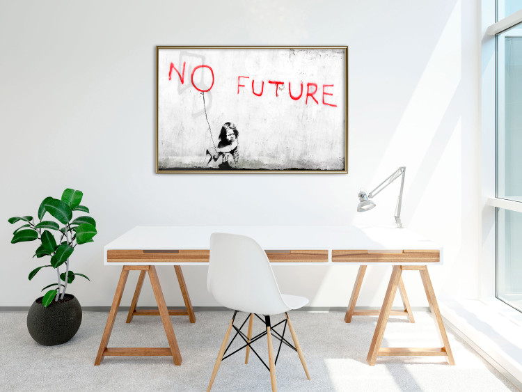 Poster No Future - black and white mural of a girl and red writings 132464 additionalImage 7