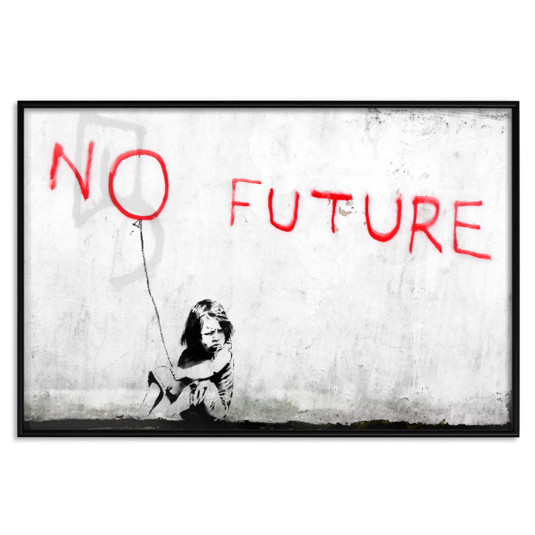 Poster No Future - black and white mural of a girl and red writings 132464 additionalImage 17