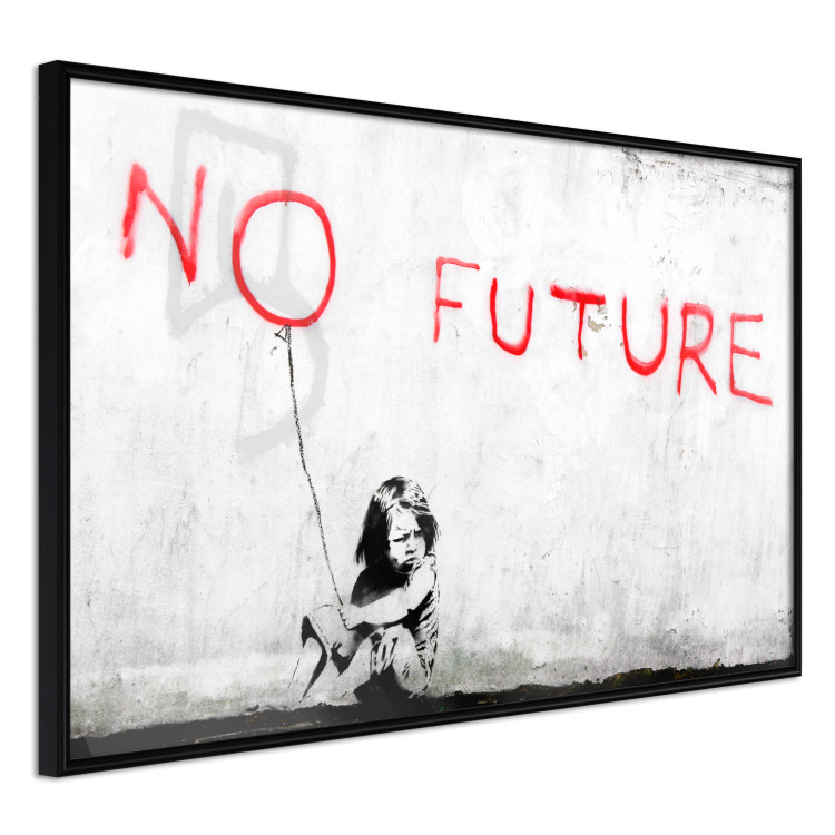 Poster No Future - black and white mural of a girl and red writings 132464 additionalImage 10