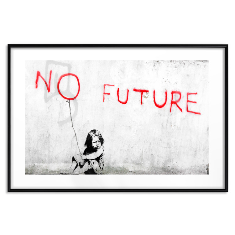 Poster No Future - black and white mural of a girl and red writings 132464 additionalImage 26