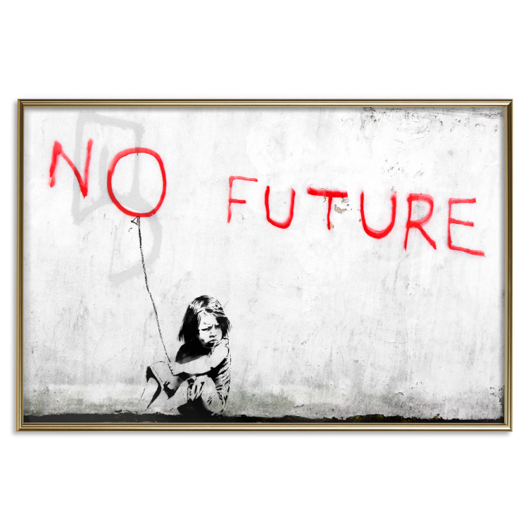 Poster No Future - black and white mural of a girl and red writings 132464 additionalImage 25