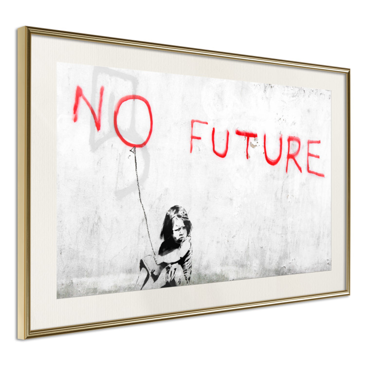 Poster No Future - black and white mural of a girl and red writings 132464 additionalImage 2